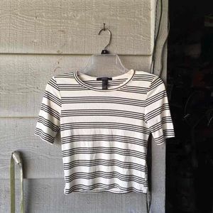 Forever 21 Ribbed Striped Knit T-Shirt